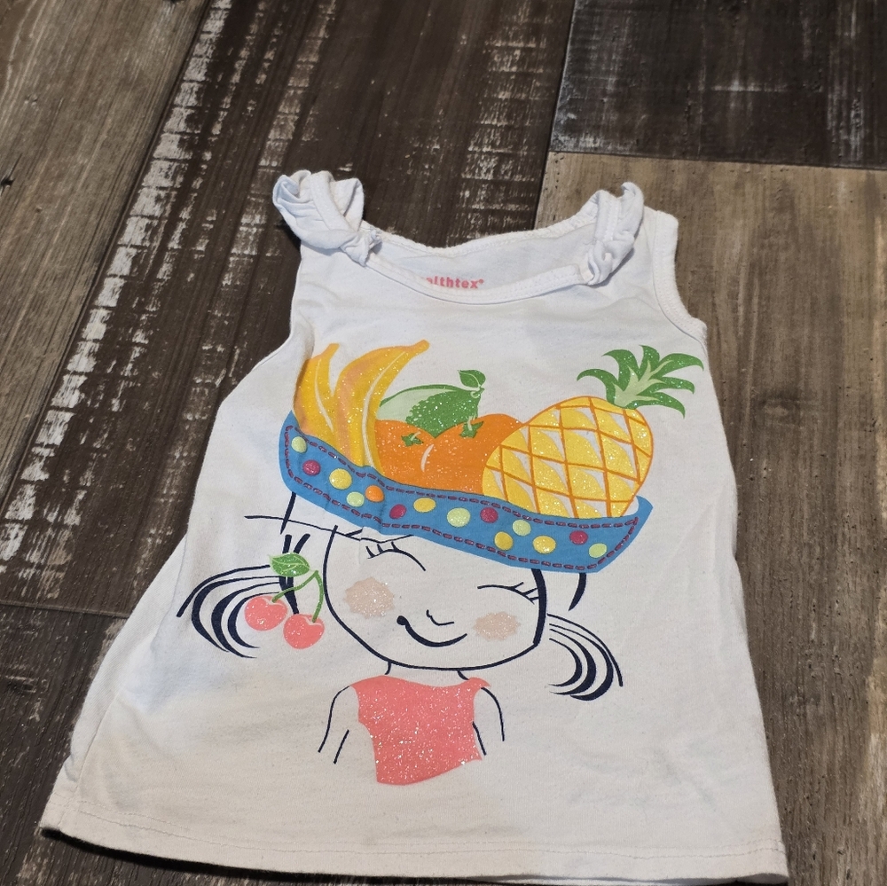 Cat & Jack White Tank Top with Fruit Basket Design